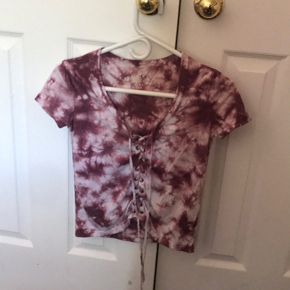 Aeropostale Tie Dye Lace Up Shirt - Picture 1 of 4